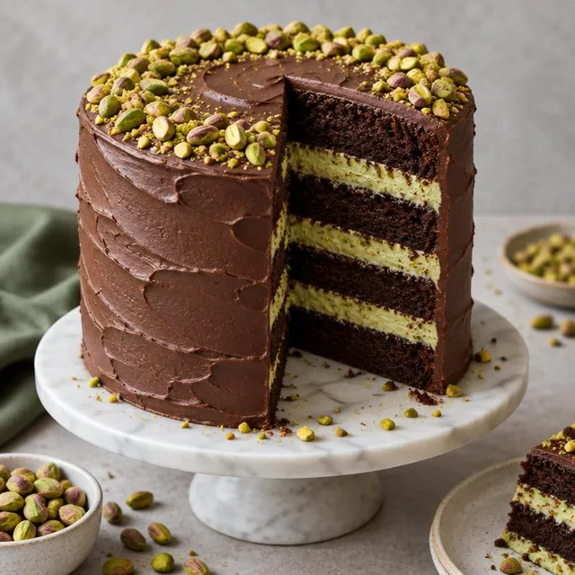 Chocolate Pistachio Layer Cake – Cakes & Chocolate Logs