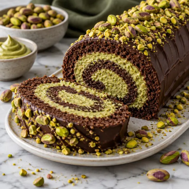 Pistachio Chocolate Log – Cakes & Chocolate Logs