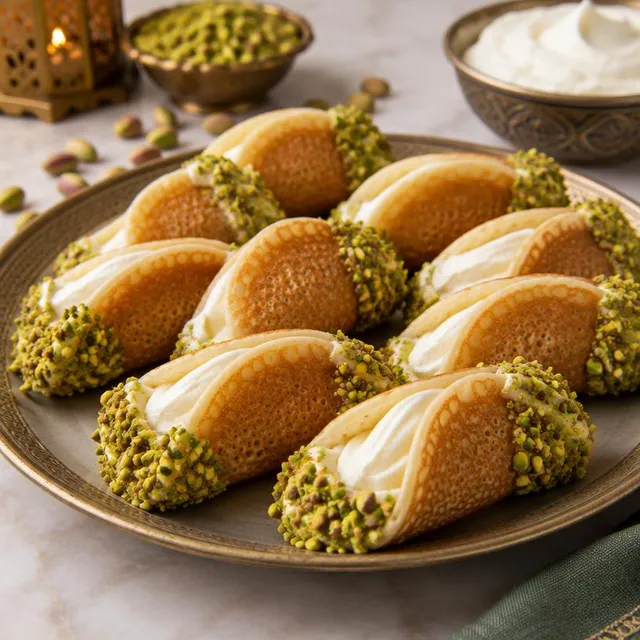 Qatayef Asafiri with Ashta – Halawiyat (Arabic Sweets)