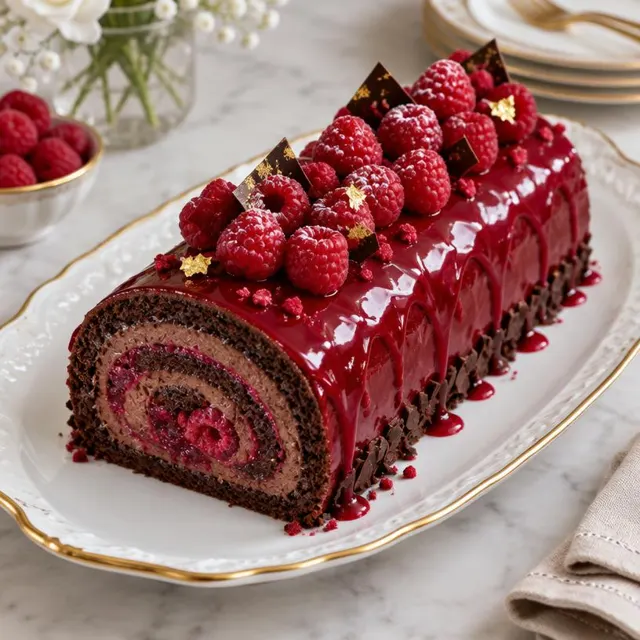 Raspberry Chocolate Log – Cakes & Chocolate Logs