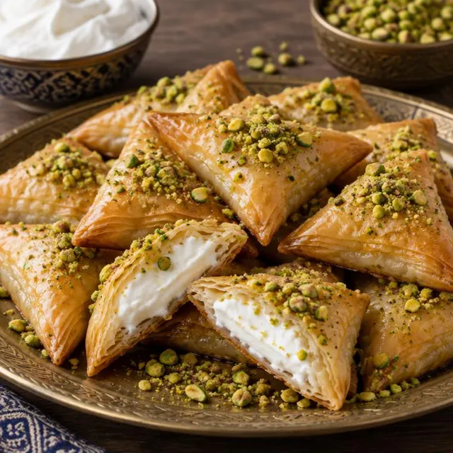 Shaabiyet (Warbat) with Ashta – Halawiyat (Arabic Sweets)